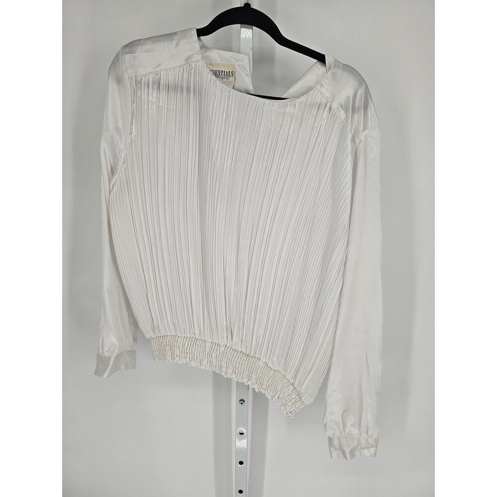 Essentials by Worthington Women's White Long Sleeve Round Neck Top Size 14